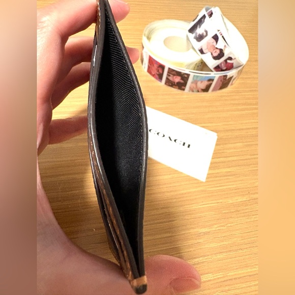 NWT Coach Leather Card Holder Wallet Brown/Orange - Picture 3 of 3